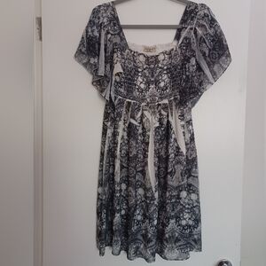 ONE WORLD Black and White Flutter Sleeve Sundress